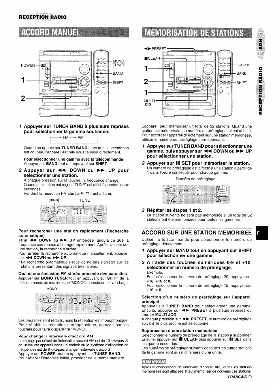 Accord sur une station memorisee, Ti.ìne | Aiwa NSX-A508 User Manual | Page 53 / 68