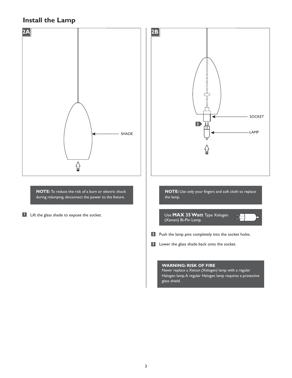 Install the lamp, 2a 2b | LBL Lighting Banja P User Manual | Page 3 / 4