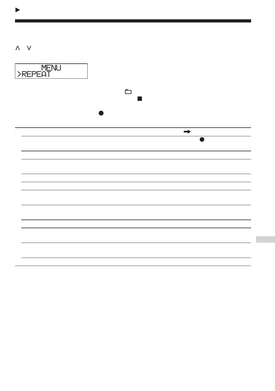Información complementaria, Lista de menús, Repeat menu | Aiwa XP-ZV610 User Manual | Page 59 / 68