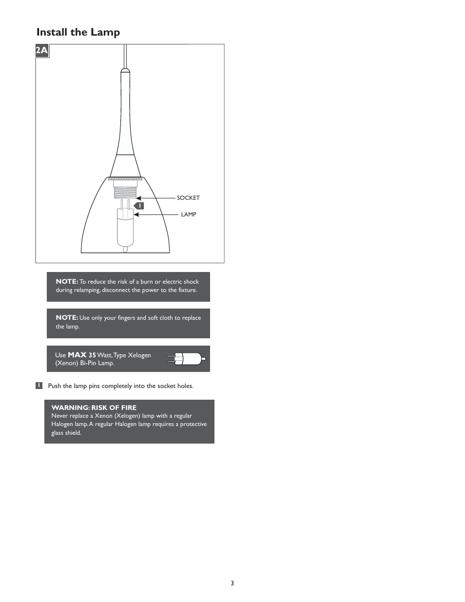 Install the lamp | LBL Lighting Mini-Dome II P User Manual | Page 3 / 4
