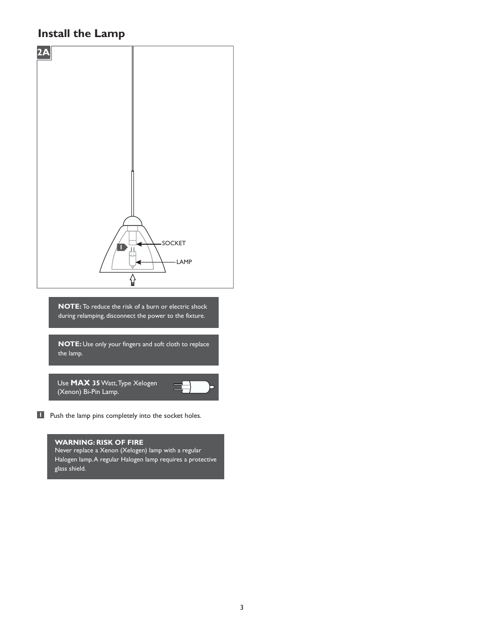 Install the lamp | LBL Lighting Dome-SI Coax User Manual | Page 3 / 4