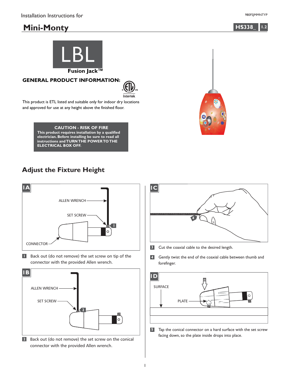 LBL Lighting Mini-Monty P User Manual | 4 pages