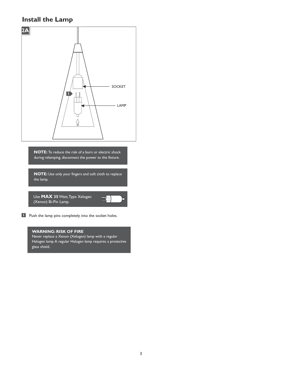 Install the lamp | LBL Lighting Cone II P User Manual | Page 3 / 4