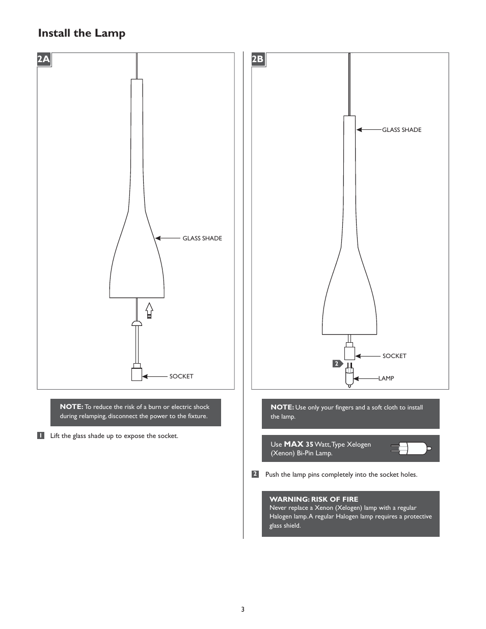 Install the lamp | LBL Lighting Finestra P User Manual | Page 3 / 4