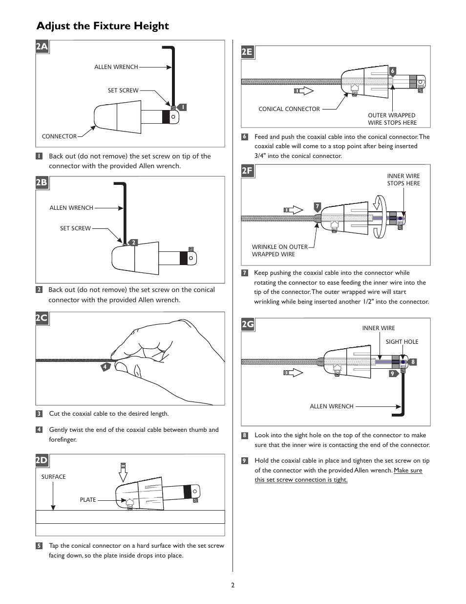Adjust the fixture height, 2a 2b | LBL Lighting Max P User Manual | Page 2 / 4