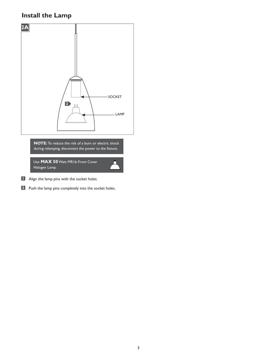 Install the lamp | LBL Lighting Flow User Manual | Page 3 / 4