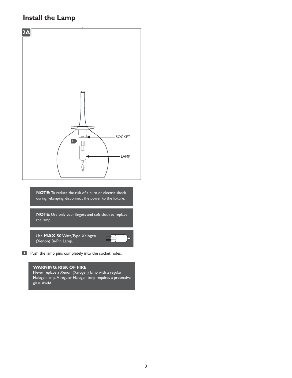 Install the lamp | LBL Lighting Gelato P User Manual | Page 3 / 4