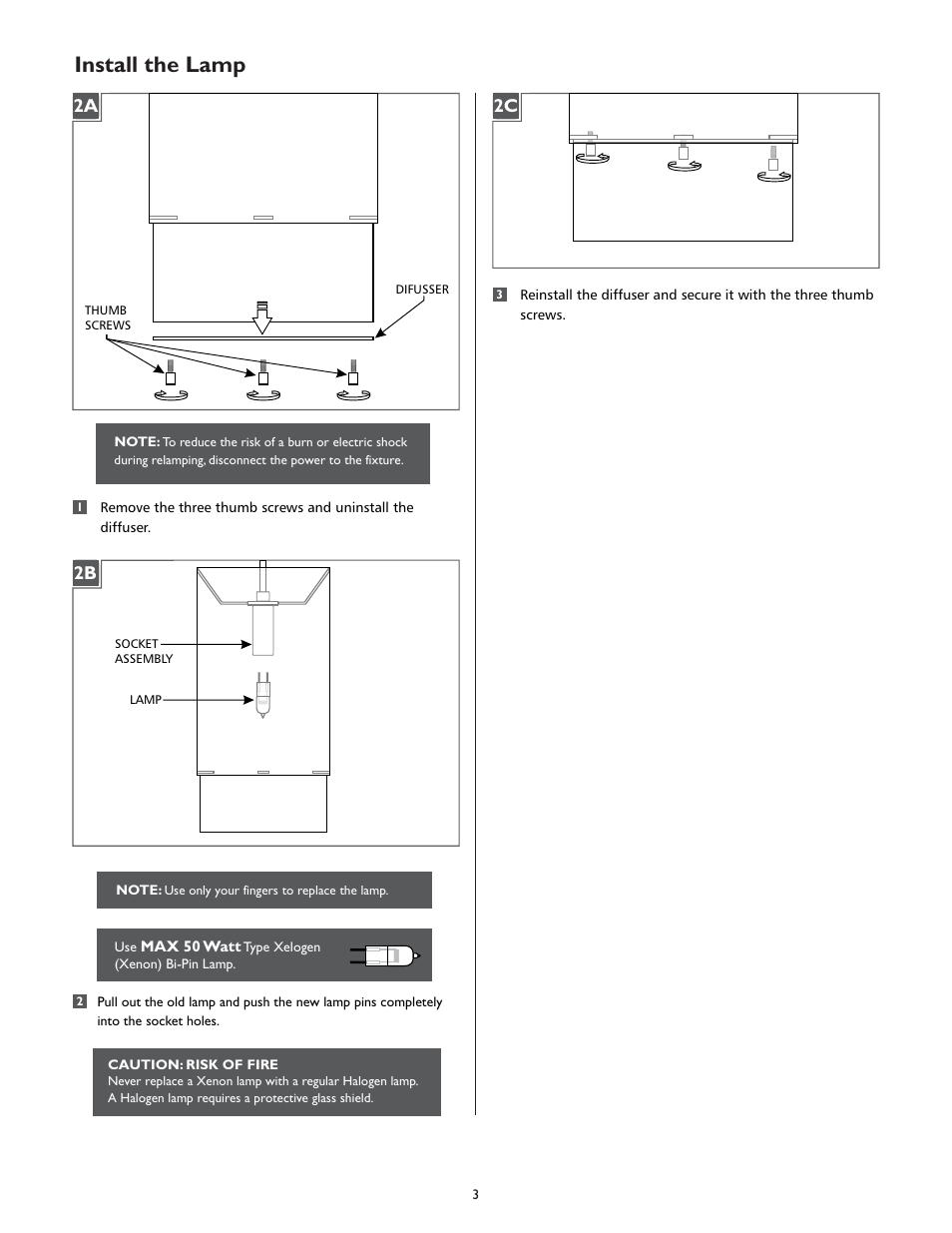 Install the lamp | LBL Lighting Mini-Hollywood Beach User Manual | Page 3 / 4