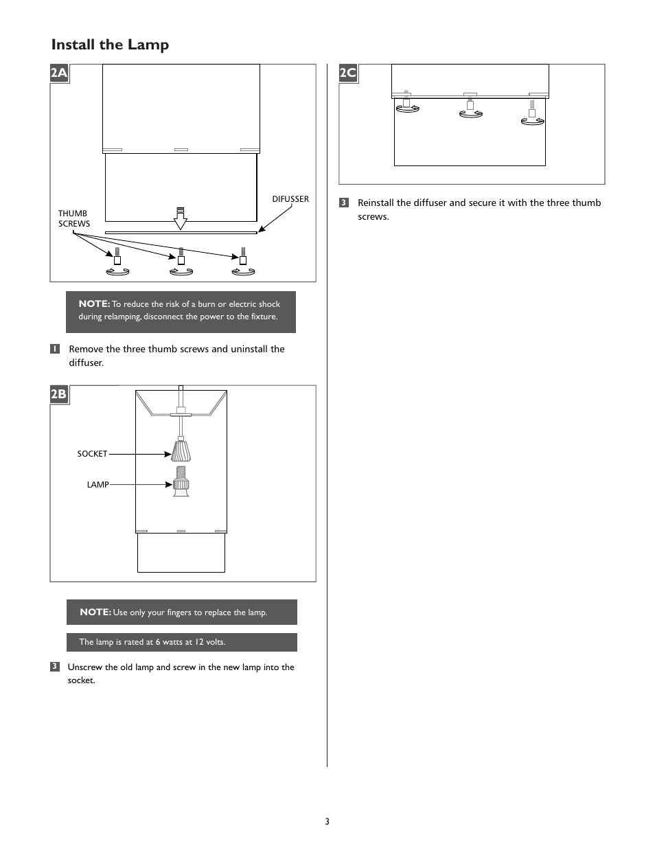 Install the lamp | LBL Lighting Mini-Hollywood Beach D User Manual | Page 3 / 4
