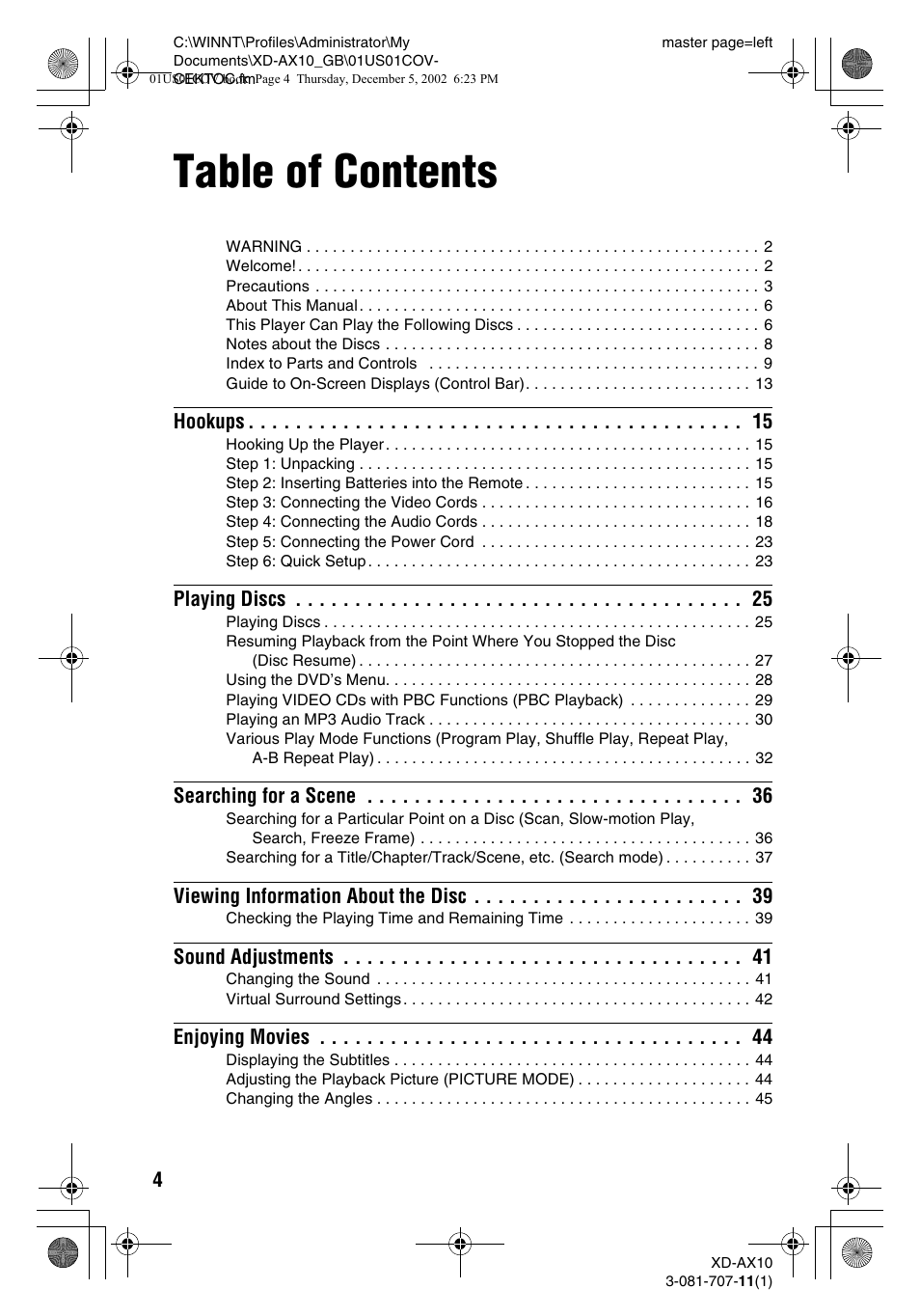 Aiwa XD-AX10 User Manual | Page 4 / 64
