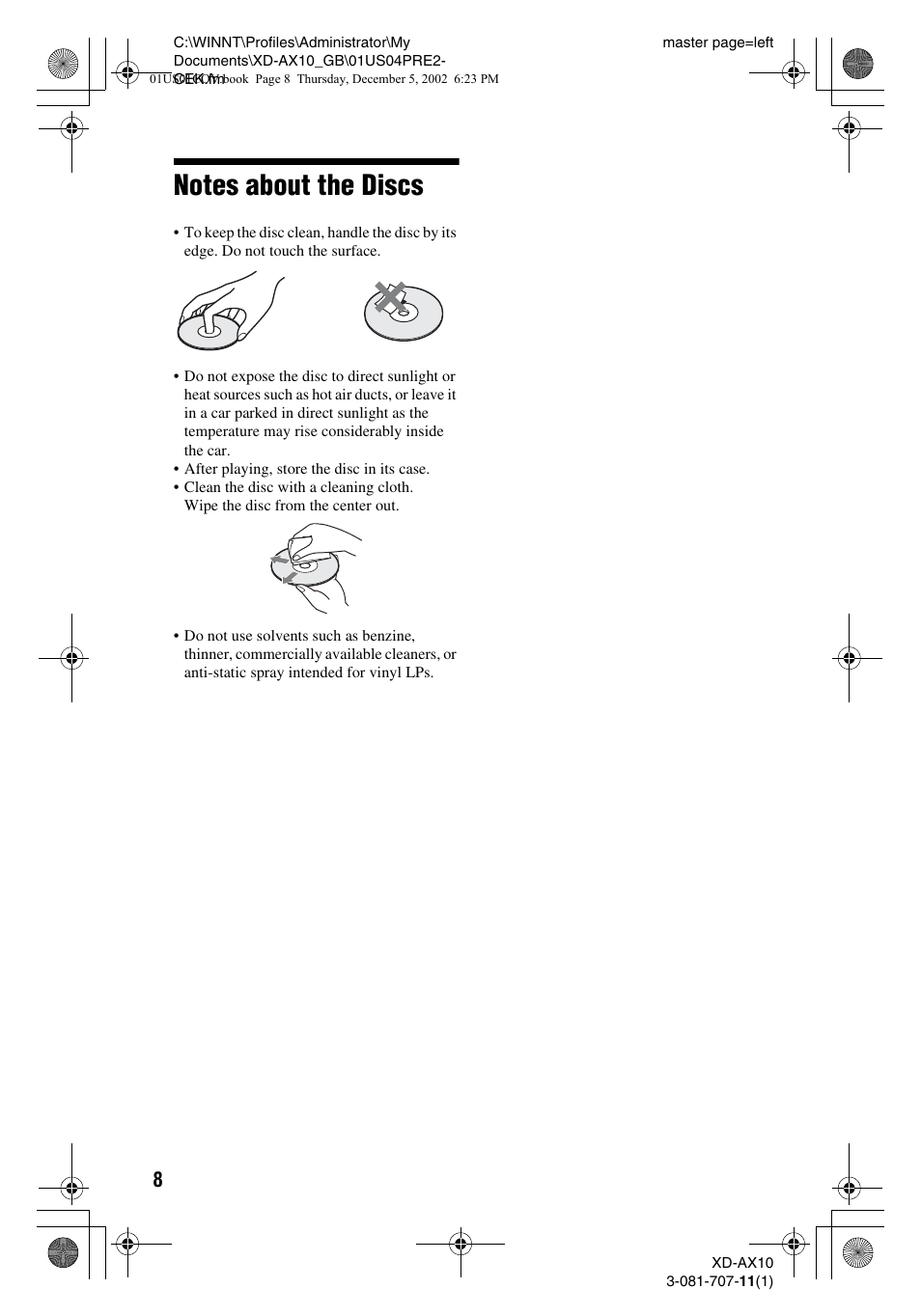 Aiwa XD-AX10 User Manual | Page 8 / 64