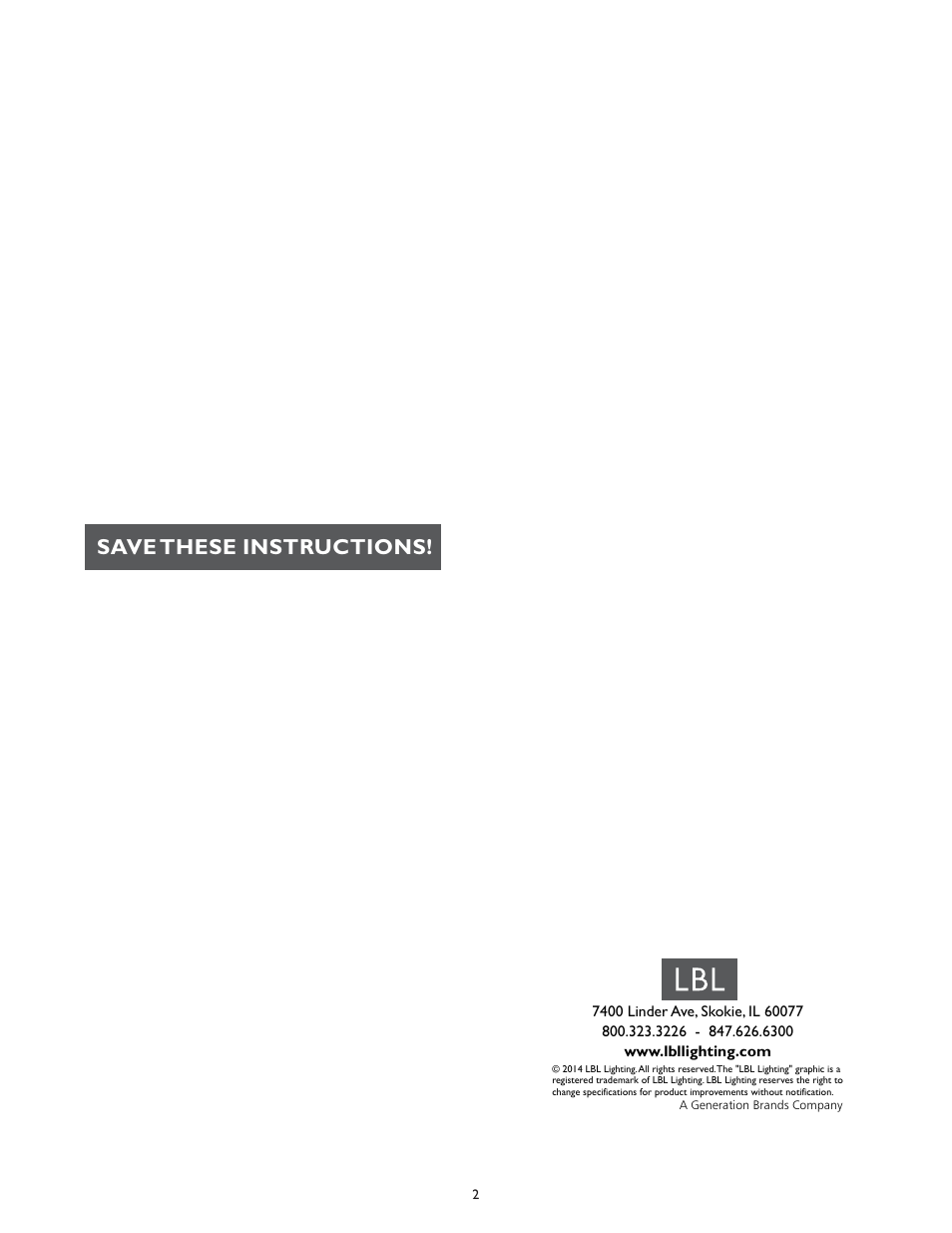 Save these instructions | LBL Lighting Modo User Manual | Page 2 / 2