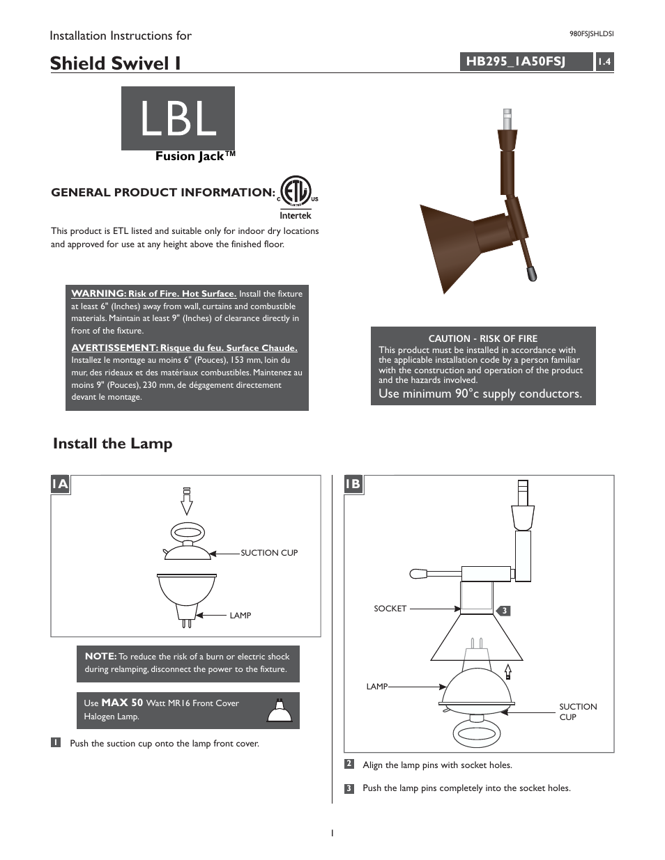 LBL Lighting Shield Swivel I User Manual | 2 pages