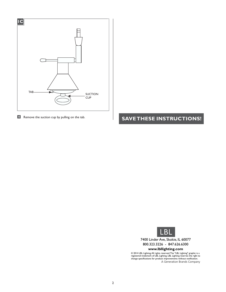 Save these instructions | LBL Lighting Shield Swivel I User Manual | Page 2 / 2