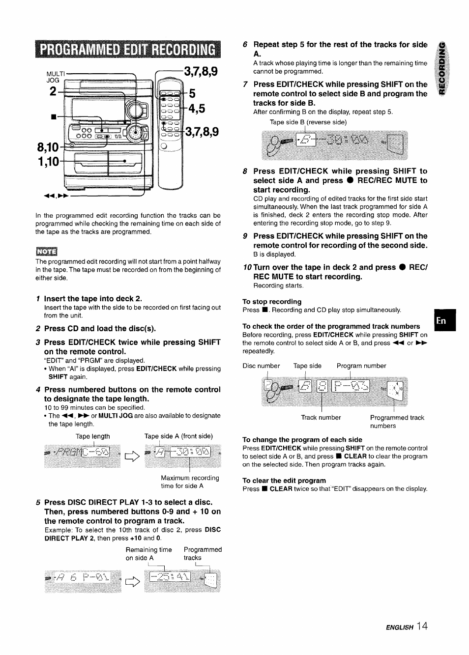 Programmed edit recording, P...m | Aiwa CX-NA303 User Manual | Page 15 / 64