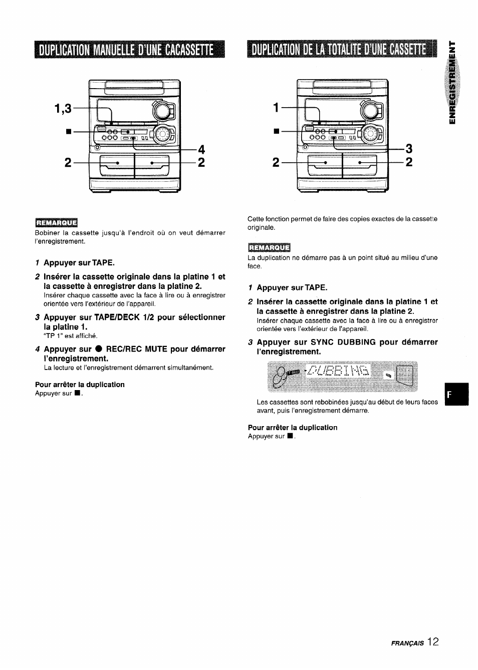 Pour arrêter la duplication | Aiwa CX-NA303 User Manual | Page 53 / 64