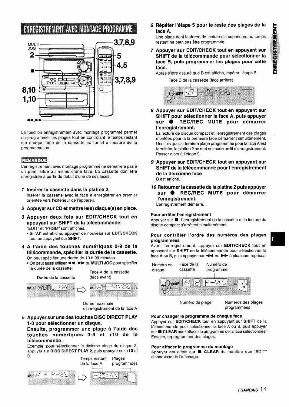 Enregistrement avec montage programme | Aiwa CX-NA303 User Manual | Page 55 / 64