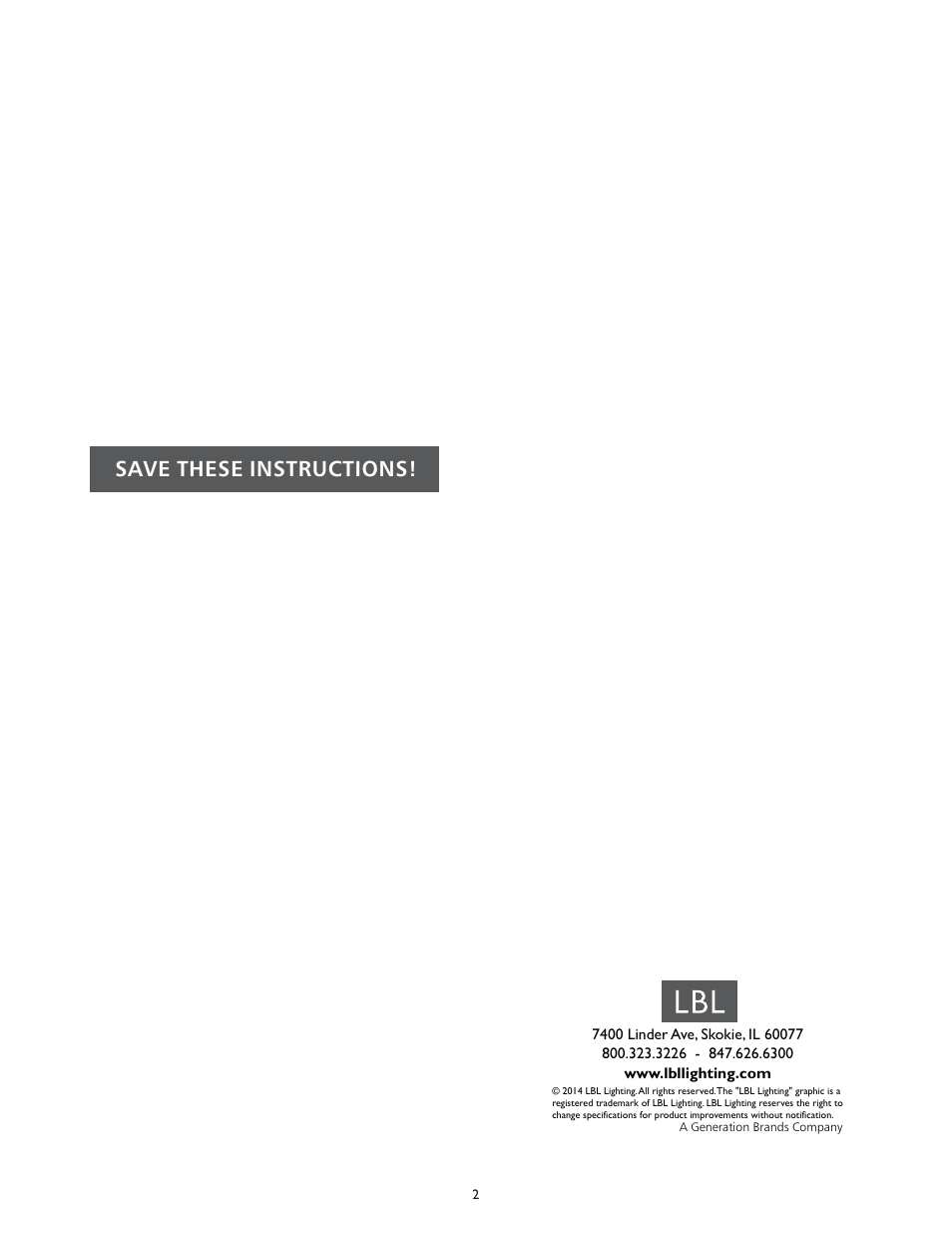 Save these instructions | LBL Lighting Modo Glass Shield Accessory User Manual | Page 2 / 2