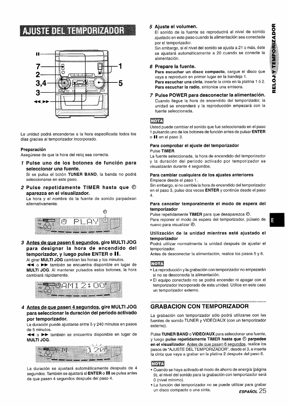 Ajuste del temporizado, Grabacion con temporizador, Ajuste del temporizados | 0hí =i i 2 ■■ o o | Aiwa CX NMA545 User Manual | Page 53 / 88