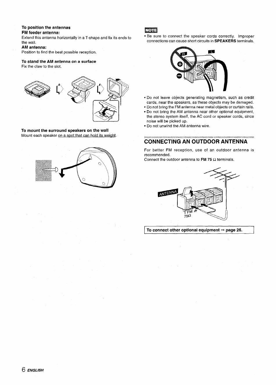 Connecting an outdoor antenna | Aiwa CX NMA545 User Manual | Page 6 / 88
