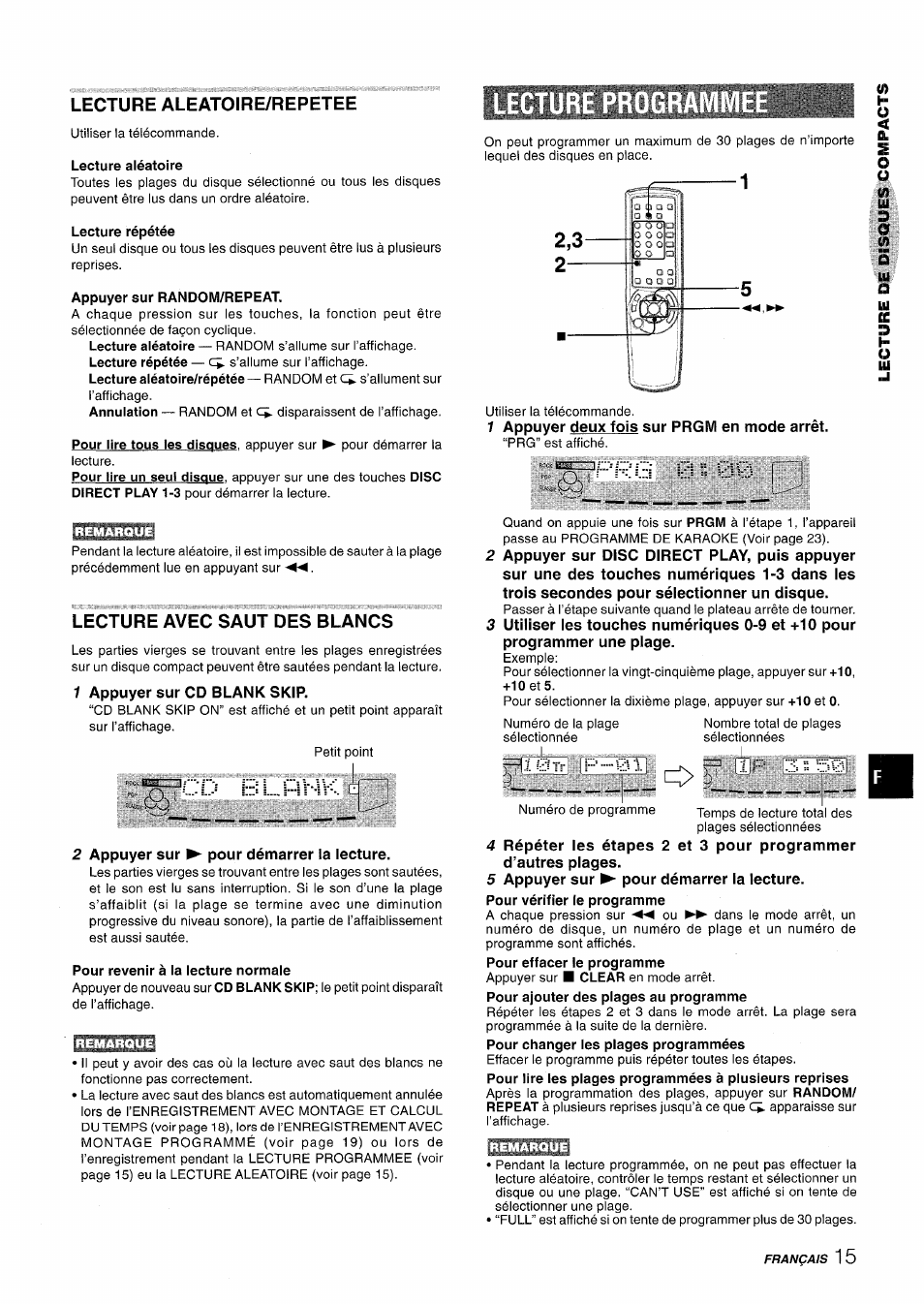 Lecture aleatoire/repetee, Lecture avec saut des blancs, Blpivm | Aiwa CX NMA545 User Manual | Page 71 / 88