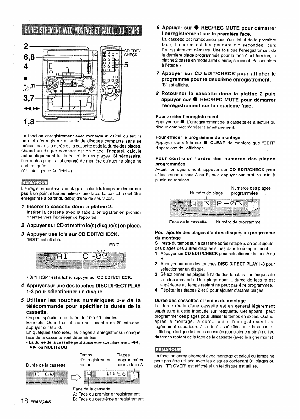 Enregisïremenï avec montage et calcul du temps, C vî\ :■ i | Aiwa CX NMA545 User Manual | Page 74 / 88