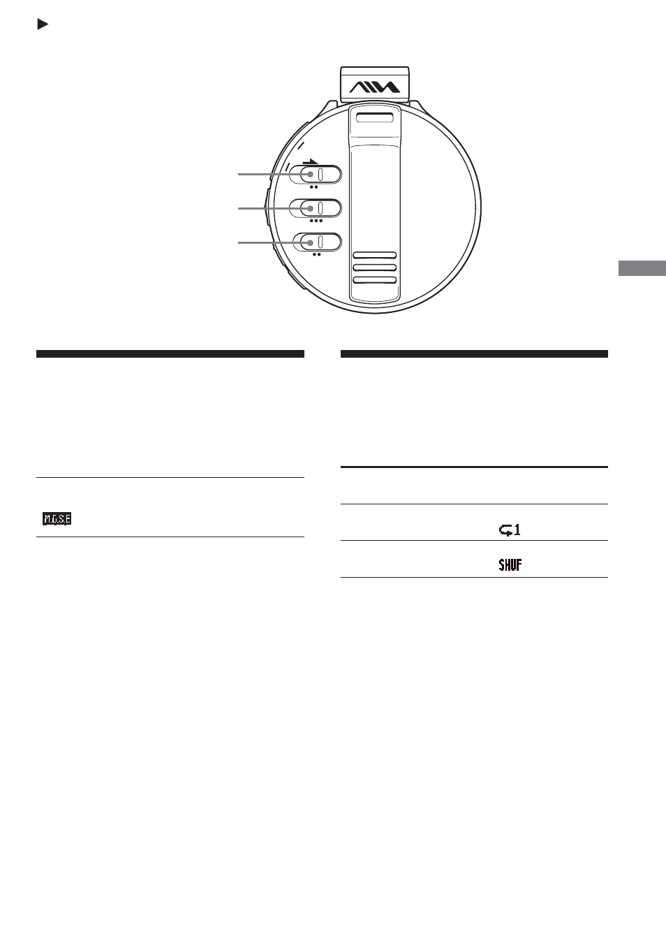 Playback options, Changing the sound quality (m.d.s.e), Changing the sound quality | Playing a track repeatedly, Playing all tracks in random order, Hold/beep rep1/shuf m.d.s.e, Rep1), Shuf) | Aiwa AZ-RS1 User Manual | Page 15 / 28