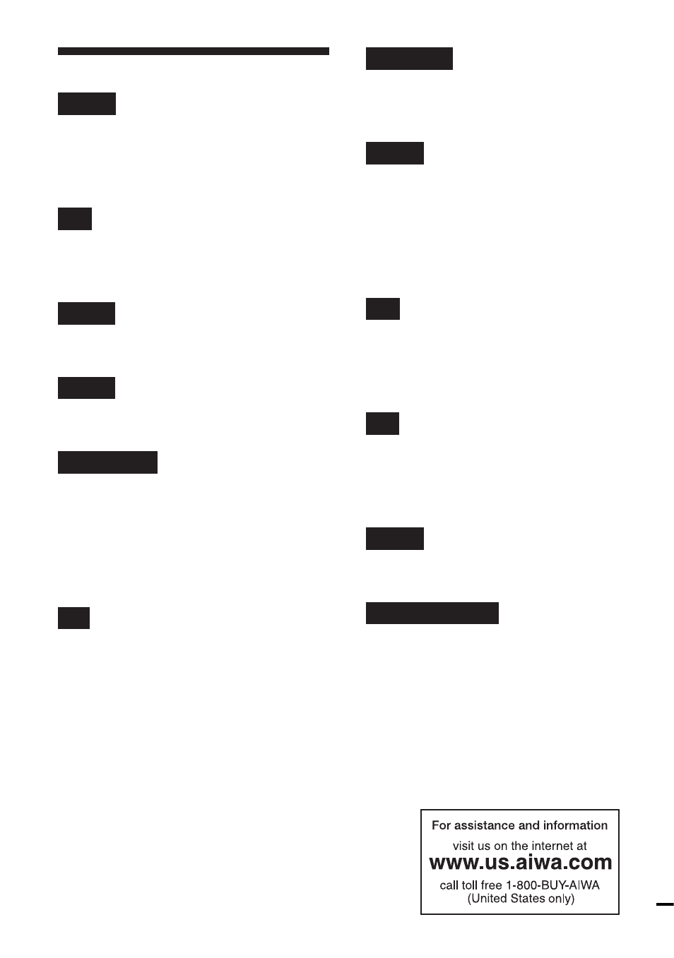 Index | Aiwa AZ-RS1 User Manual | Page 28 / 28