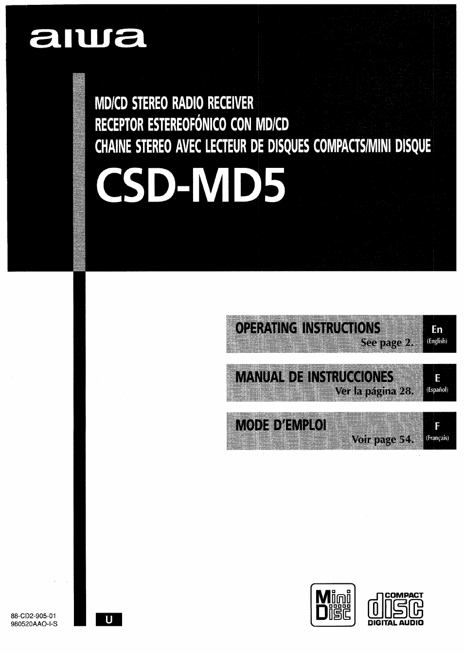 Aiwa CSD-MD5 User Manual | 80 pages