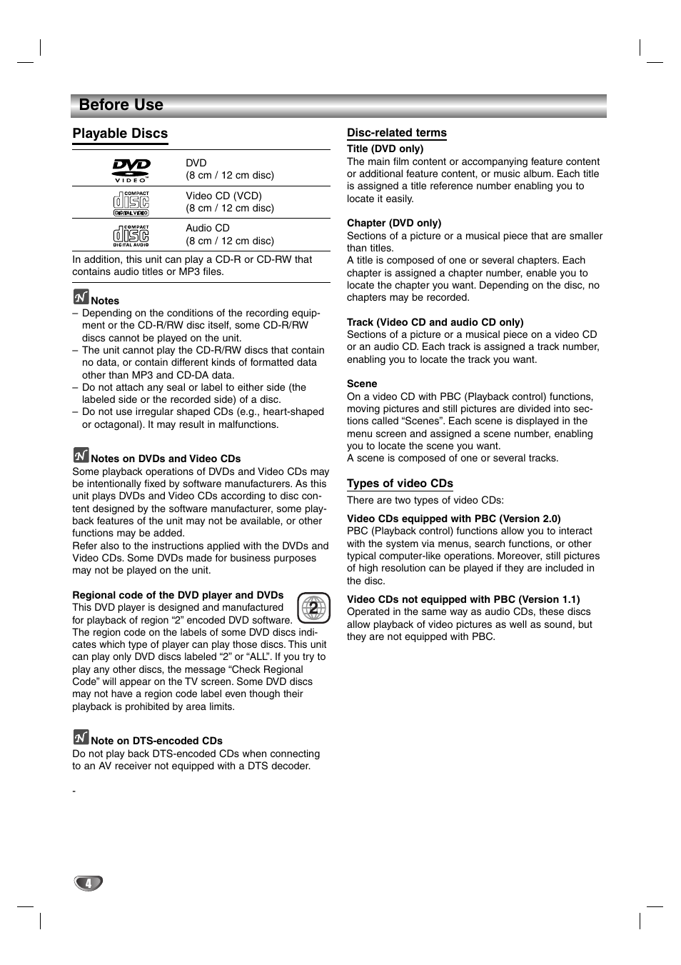 Before use, Playable discs, Before use -5 | O]d§(g | Aiwa HV-DH1EH User Manual | Page 4 / 37