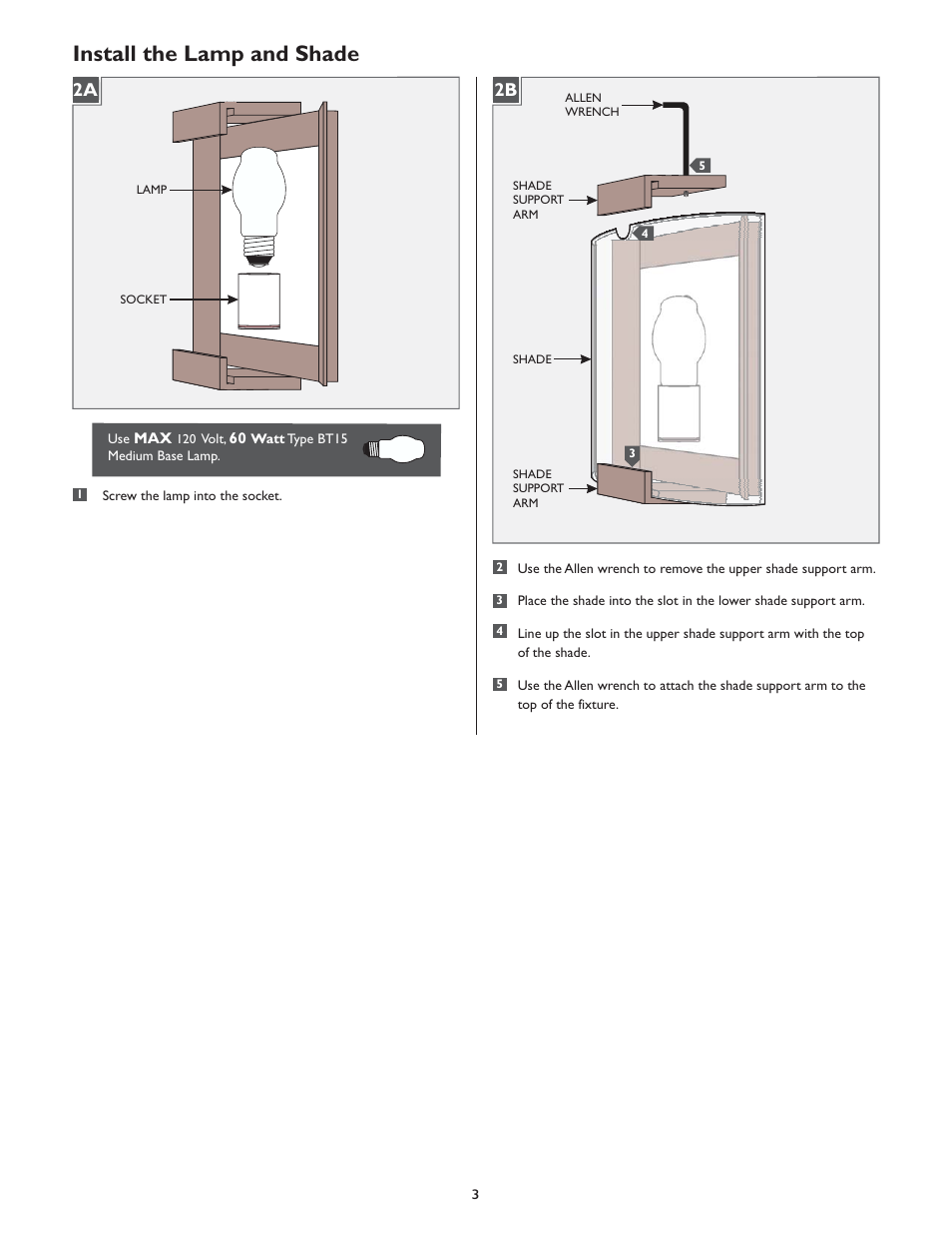 Install the lamp and shade | LBL Lighting Omni w/Cover Small User Manual | Page 3 / 4