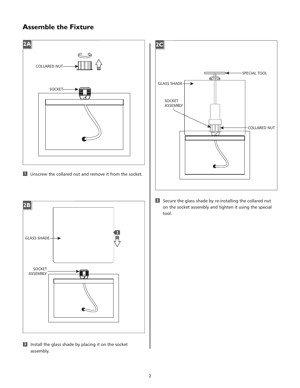 Assemble the fixture | LBL Lighting Zanz User Manual | Page 2 / 4