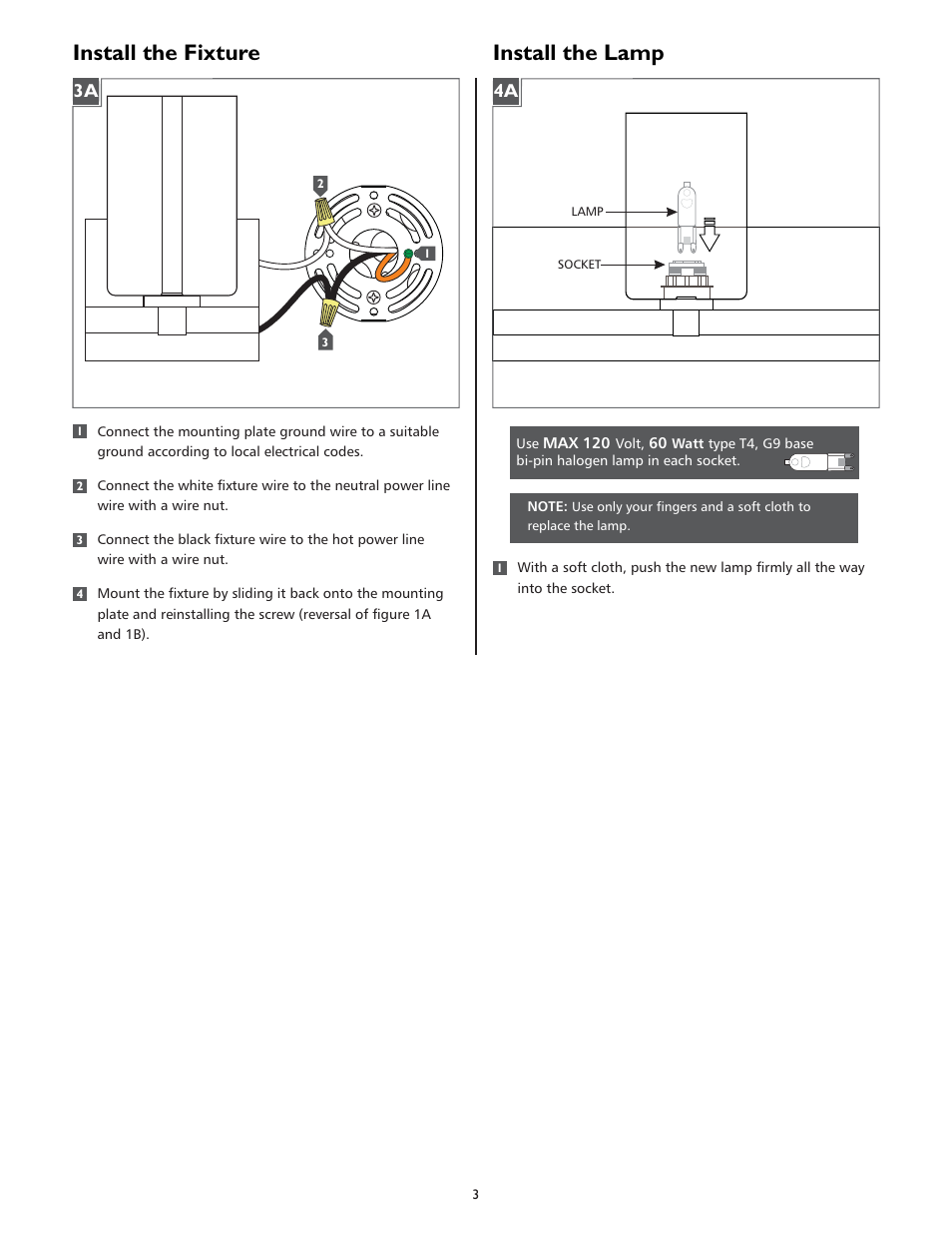 Install the lamp install the fixture | LBL Lighting Kett User Manual | Page 3 / 4