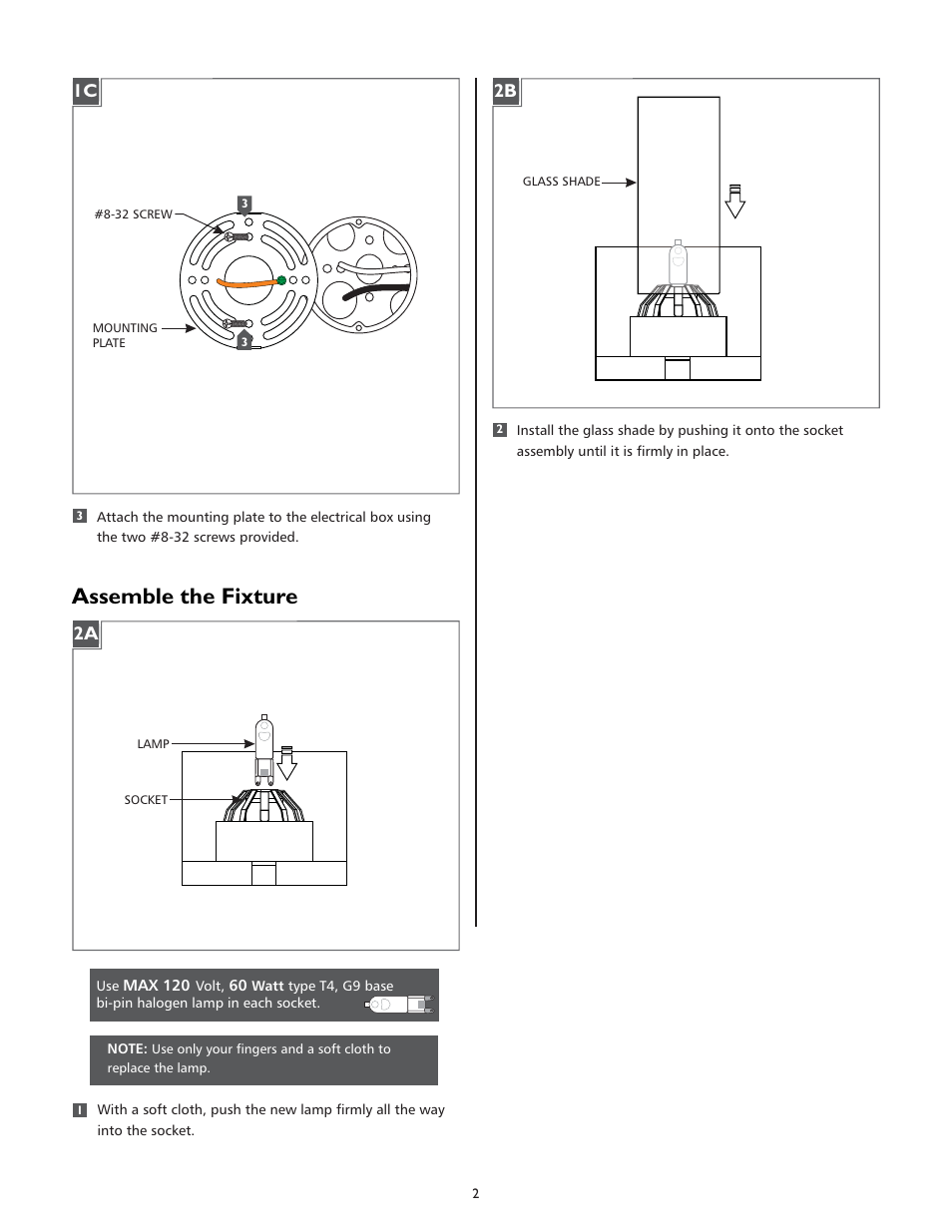 Assemble the fixture | LBL Lighting Jada User Manual | Page 2 / 4