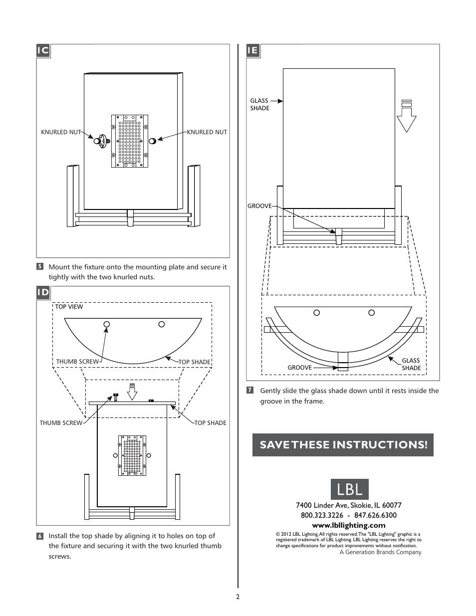 Save these instructions | LBL Lighting Showtime WD User Manual | Page 2 / 2