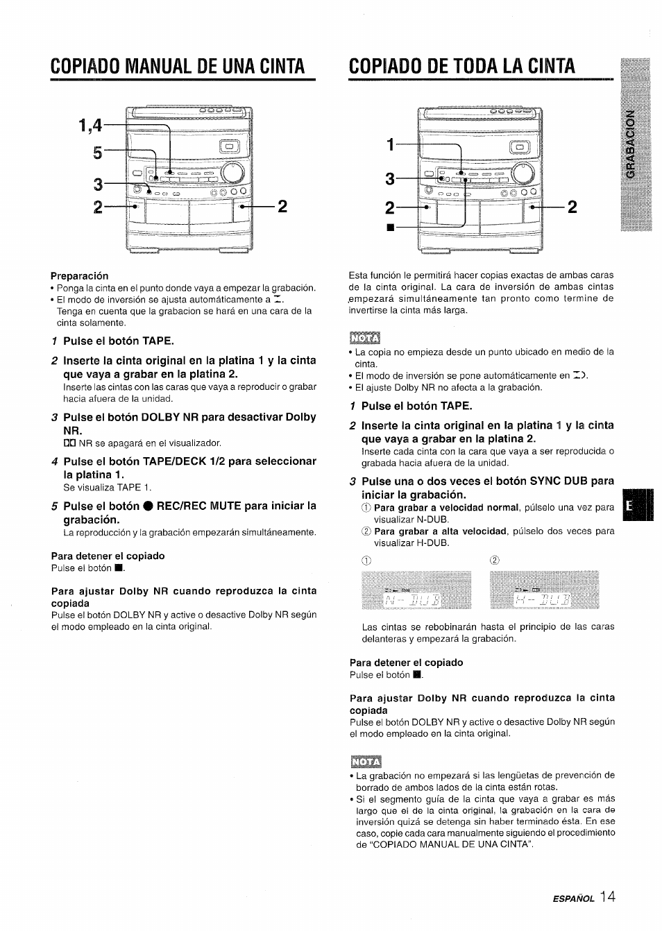 Preparación, Para detener el copiado, 2 — i | Aiwa CX-NV8000 User Manual | Page 39 / 76