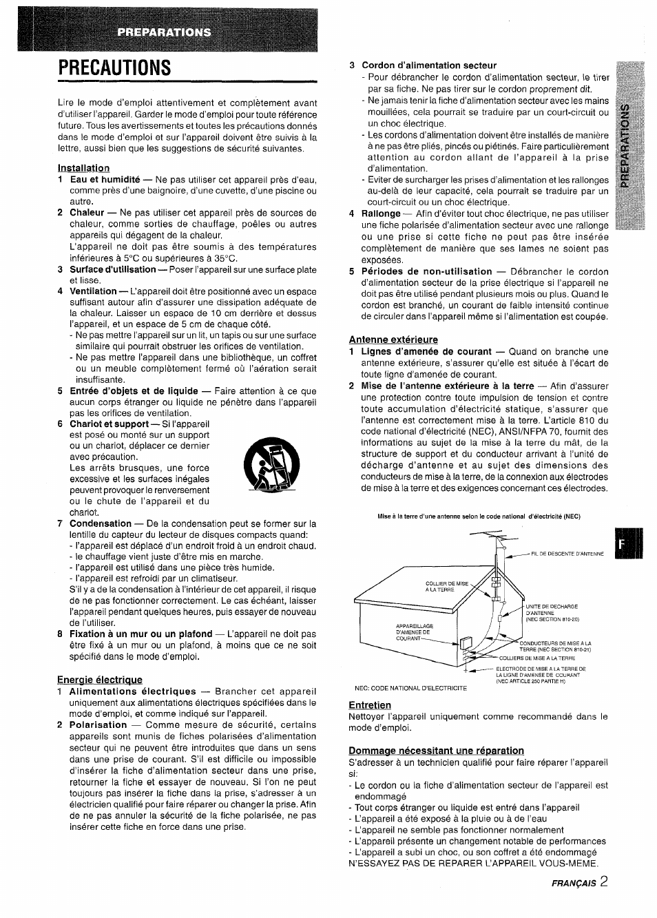 Precautions | Aiwa CX-NV8000 User Manual | Page 51 / 76