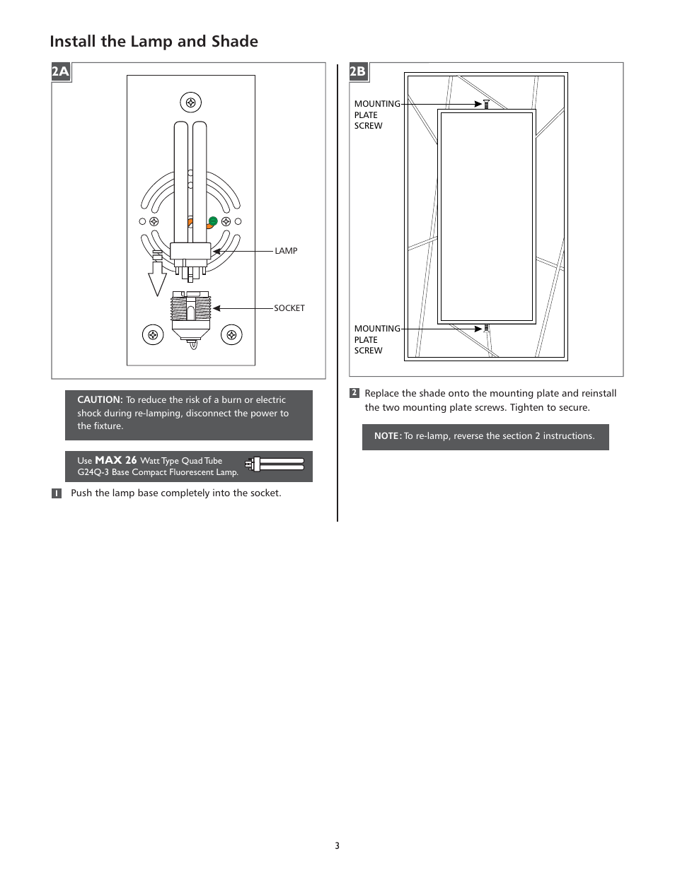 Install the lamp and shade | LBL Lighting Derby WCF User Manual | Page 3 / 4