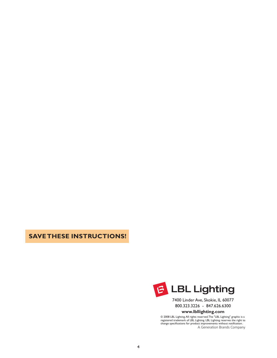 Save these instructions | LBL Lighting Tulip W User Manual | Page 4 / 4