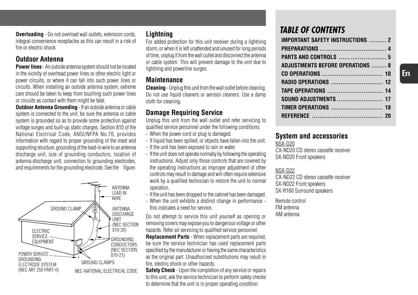 Aiwa NSX-D22 User Manual | Page 3 / 22