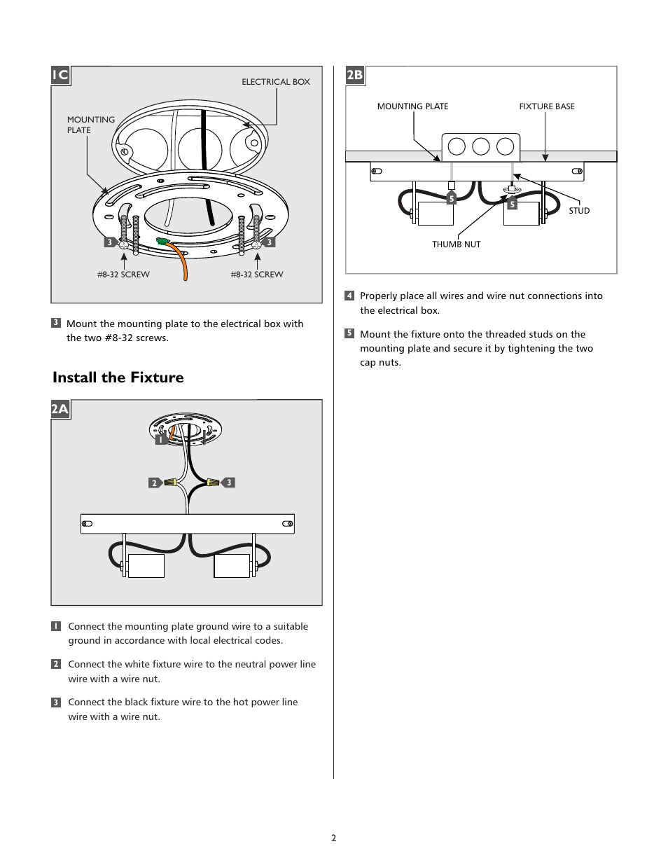 Install the fixture | LBL Lighting Moon Dance Flush Mount User Manual | Page 2 / 4