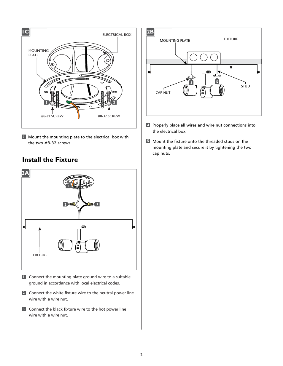 Install the fixture | LBL Lighting Vera Flush Mount User Manual | Page 2 / 4