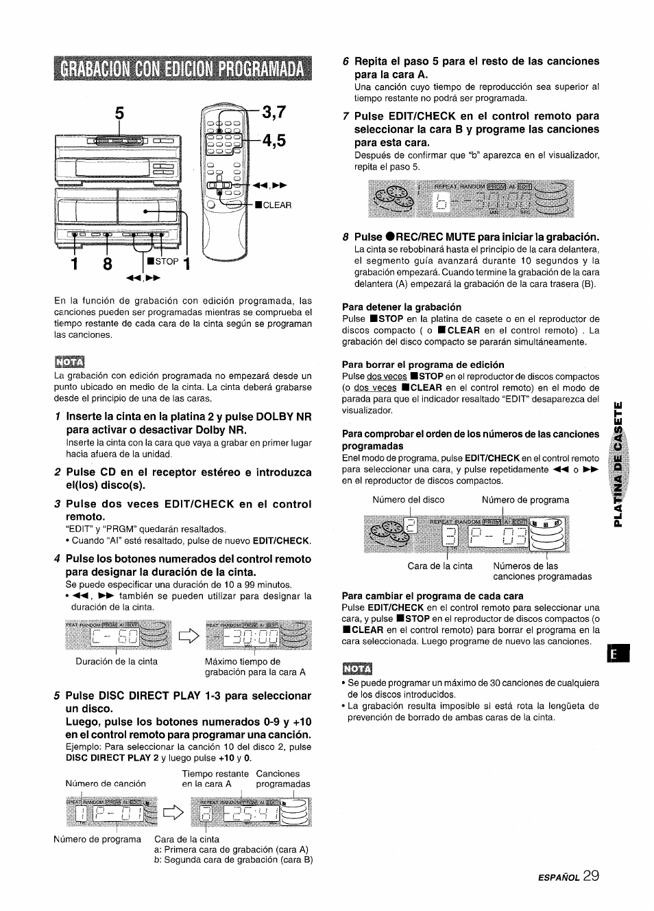 Grabacion con edicion programada, Iliijr | Aiwa XR-M1000 User Manual | Page 29 / 100