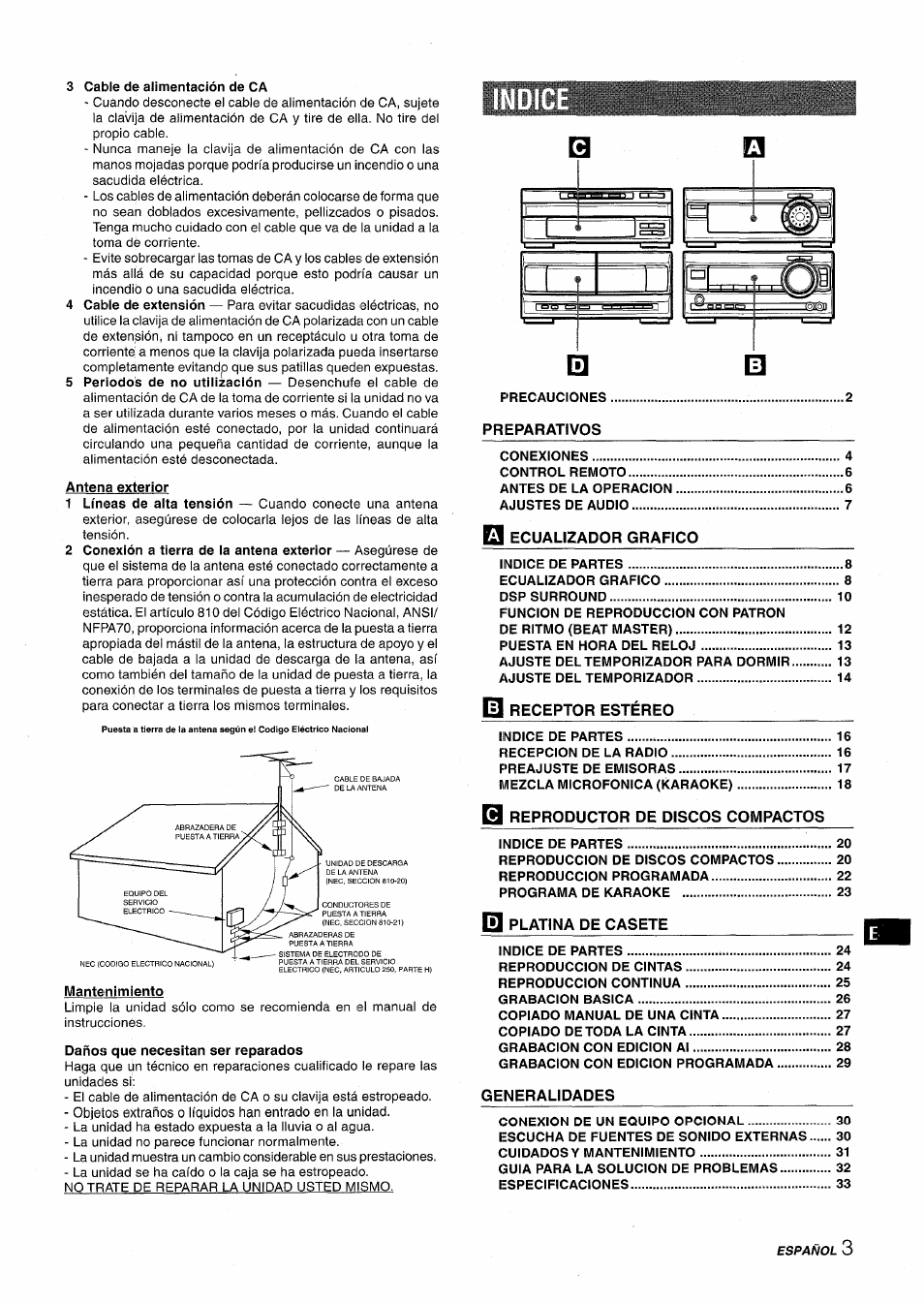 Antena exterior | Aiwa XR-M1000 User Manual | Page 35 / 100