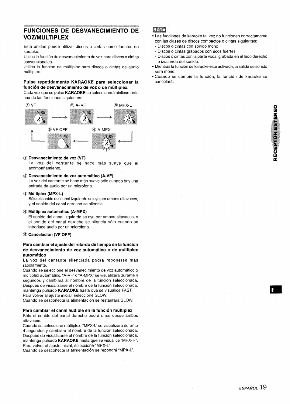 Funciones de desvanecimiento de voz/multiplex | Aiwa XR-M1000 User Manual | Page 51 / 100