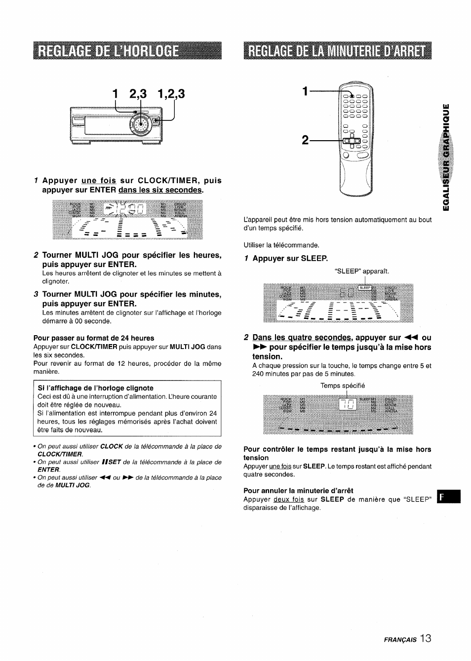 Reglage de la minuterie d'arret, Reglage de la minuterie d’arret | Aiwa XR-M1000 User Manual | Page 77 / 100