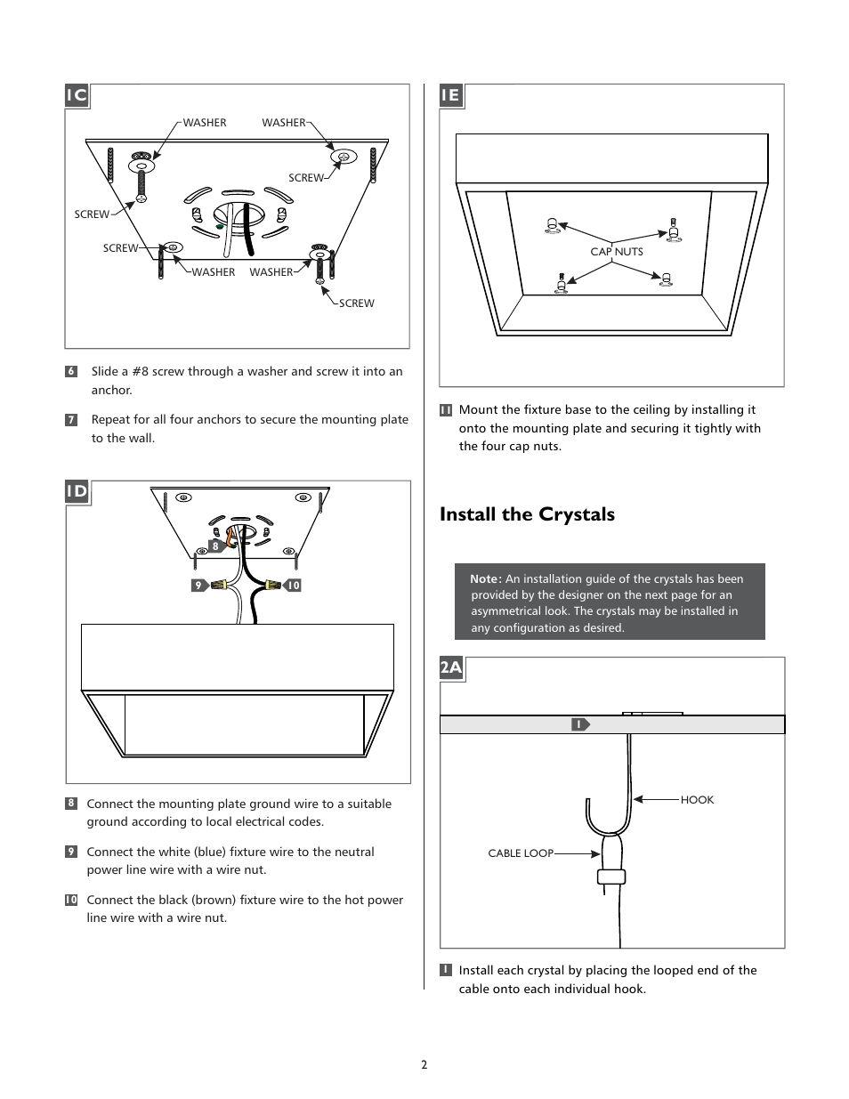 Install the crystals | LBL Lighting Lulu C User Manual | Page 2 / 4