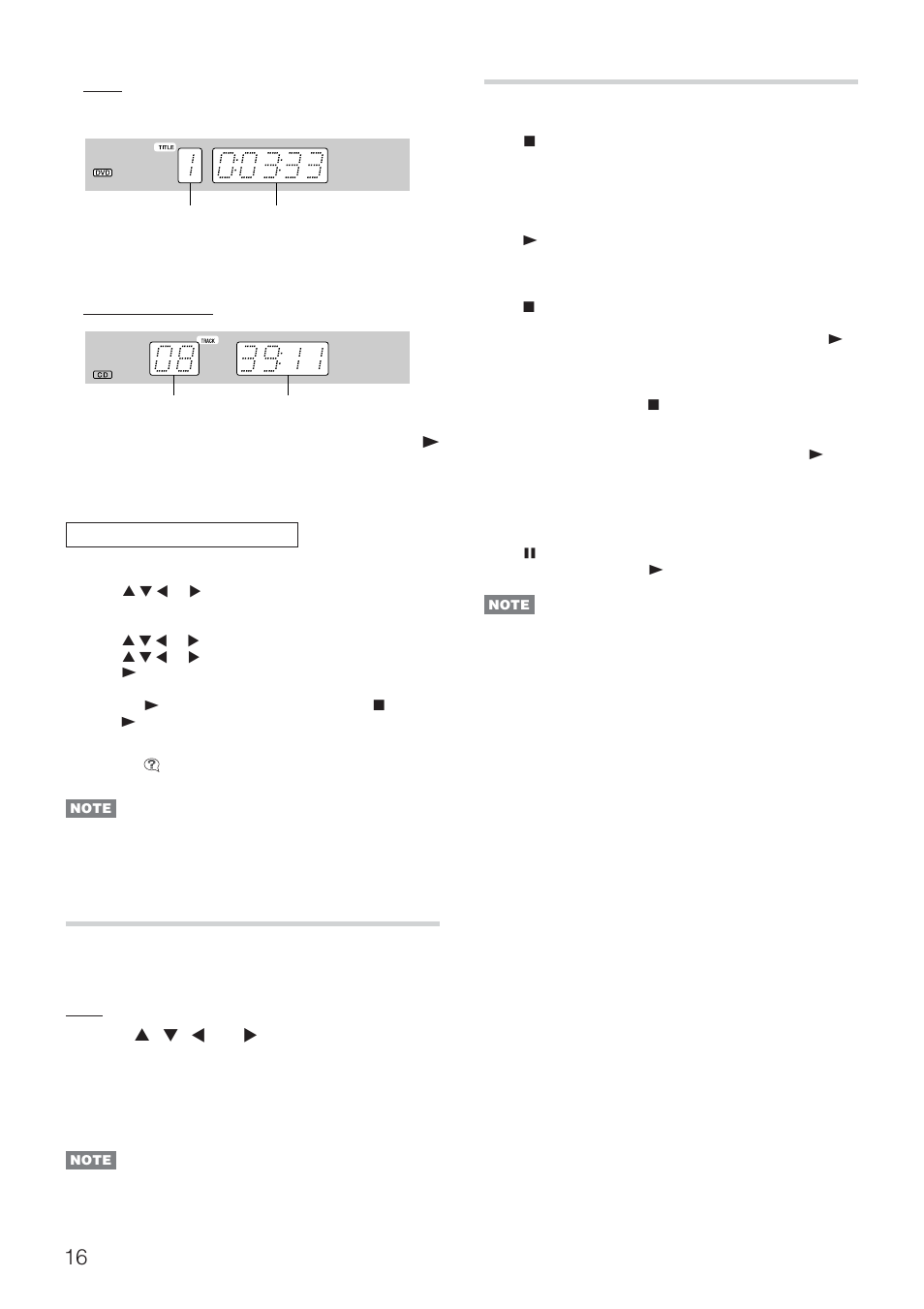 Using the menu, Stopping and pausing | Aiwa HT-DV90 User Manual | Page 16 / 42