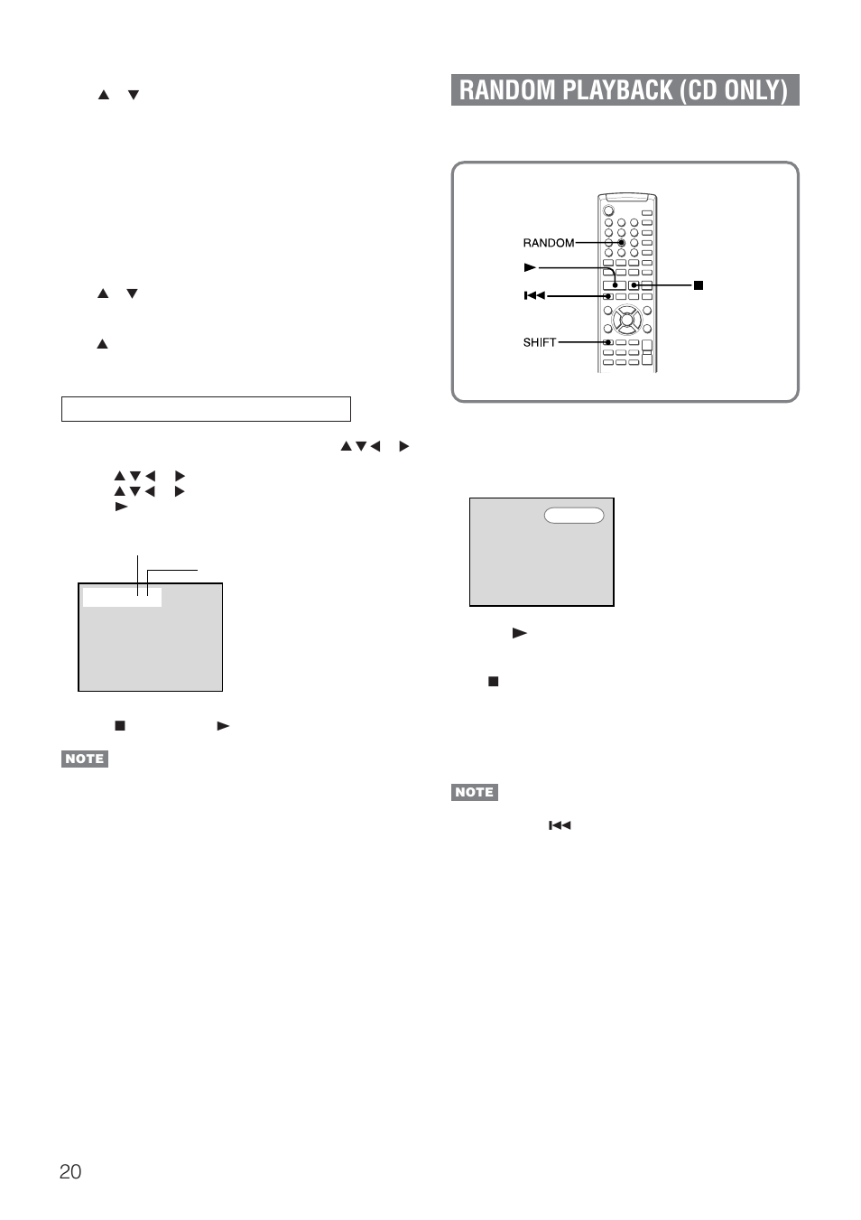 Random playback (cd only), Programed playback for mp3 disc | Aiwa HT-DV90 User Manual | Page 20 / 42