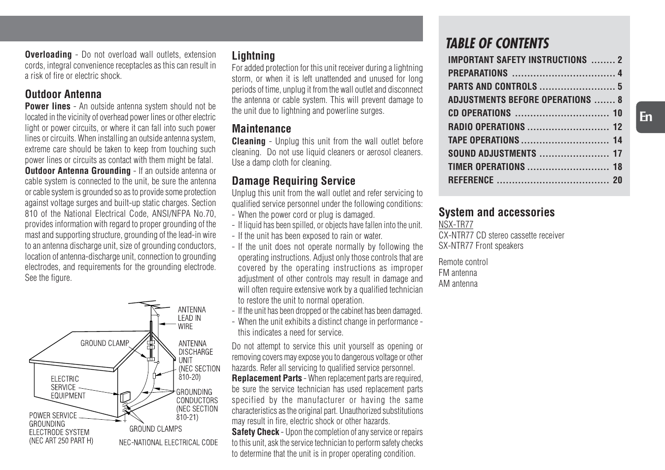 Aiwa NSX-TR77 User Manual | Page 3 / 22